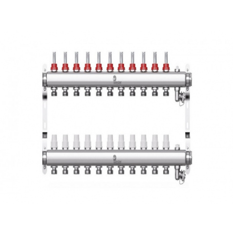 Коллектор нерж. Wester 1'-3/4 в сборе с расходомерами на 11 выходов