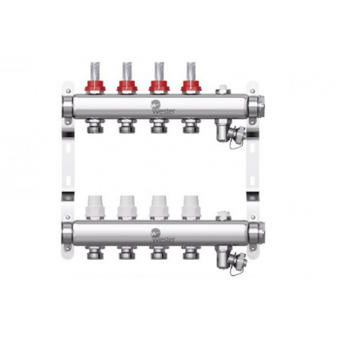 Коллектор нерж. Wester 1'-3/4 в сборе с расходомерами на 4 выходов