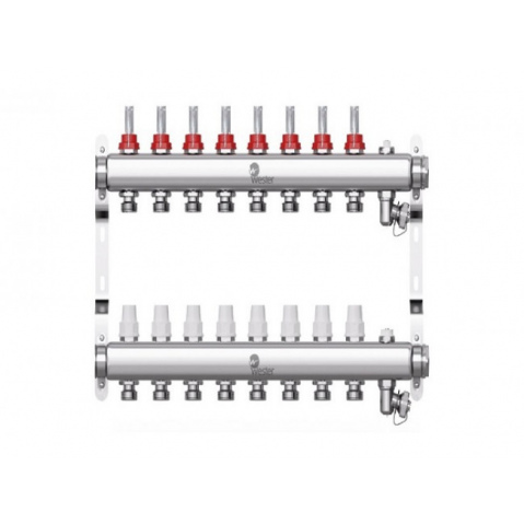 Коллектор нерж. Wester 1'-3/4 в сборе с расходомерами на 8 выходов